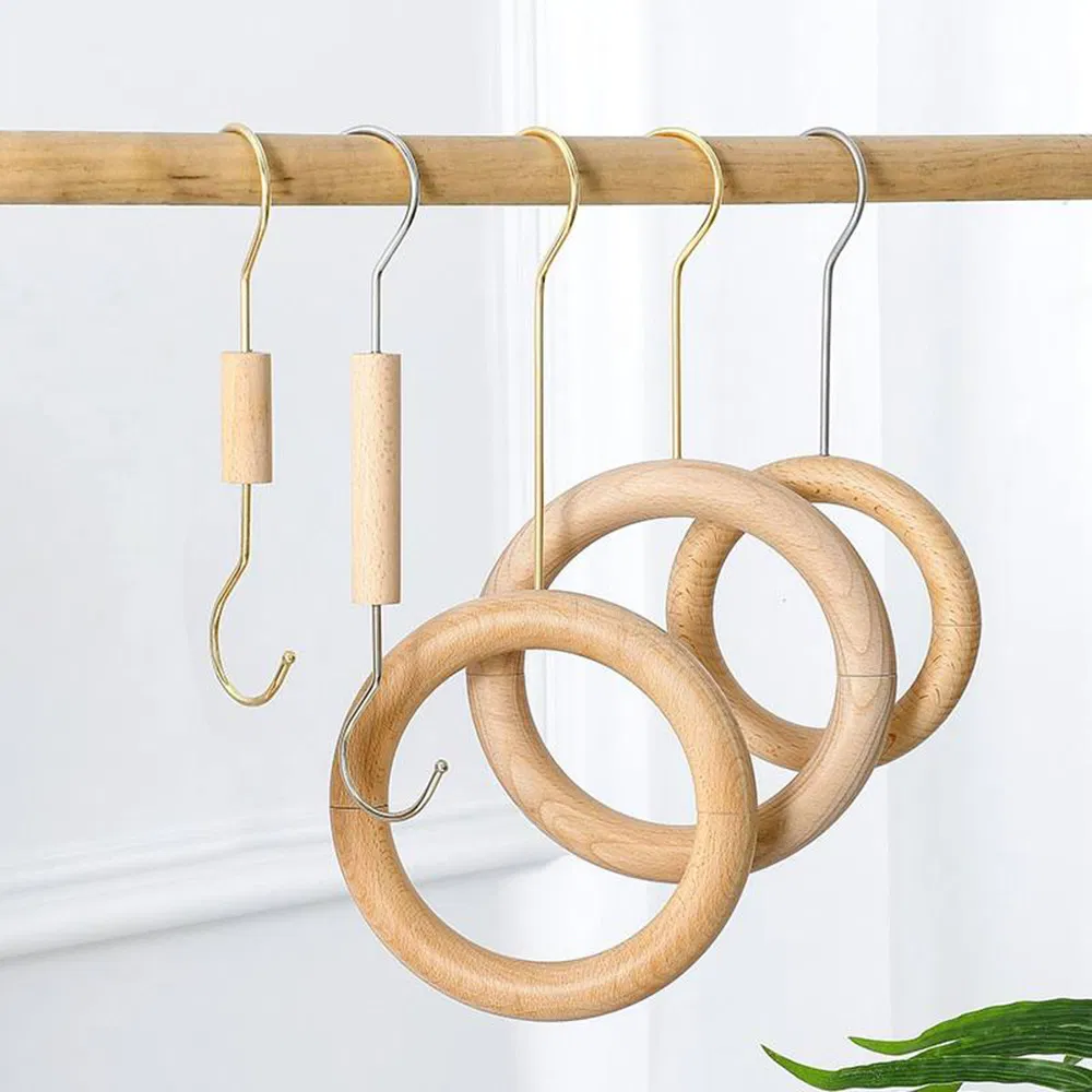 Premium Mini Wooden Hangers in Natural with S-Shaped and Metal Hook for Lady/Adult/Men/Female/Kids Tie/Silk/Scarf/Socks/Towels/Belt