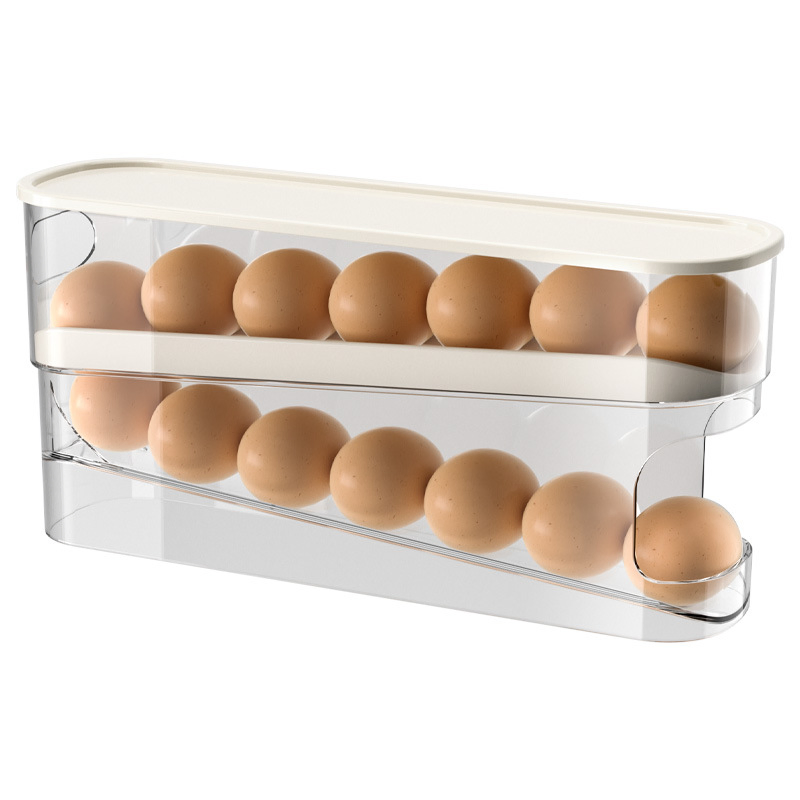 Household Egg Organizer Refrigerator Side Door Automatic Egg Roller Kitchen Countertop Fall-Proof Egg Organizer