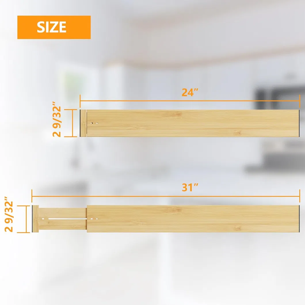 Bamboo Made Adjustable Length Drawer Sorting Divider