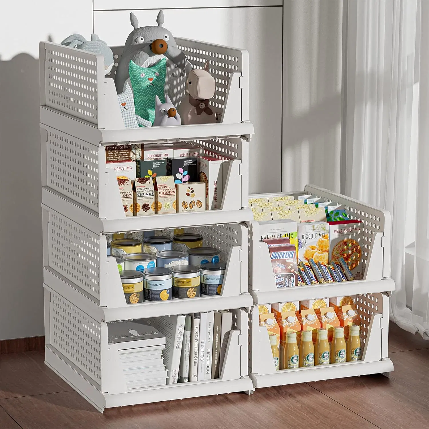 Bedroom Foldable Stackable Basket Drawer Type Closet Organizer Plastic Wardrobe Organizer