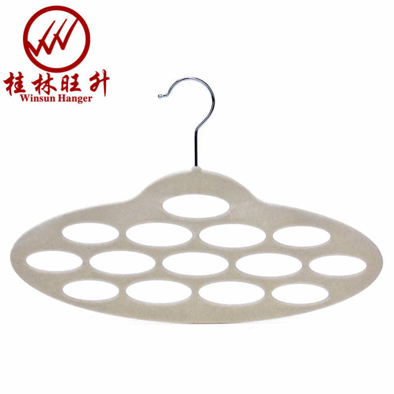 Hot Selling Velvet Suit Hangers for Tie Scarf and Belt Space Saving Storage Hanger with Holes