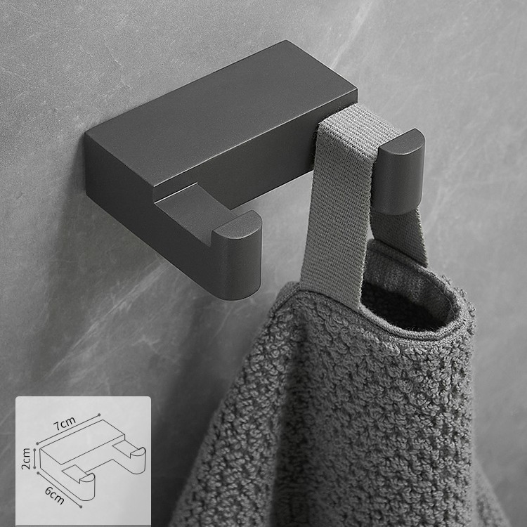 Stylish Gun Grey Zinc Alloy Wall Mounted Robe Hook for Bathroom