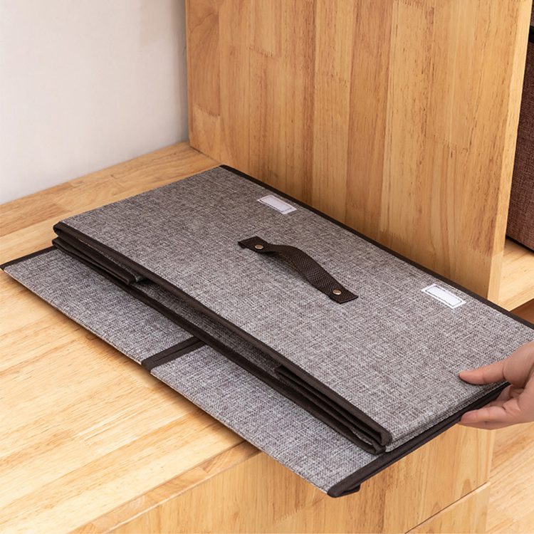 Wardrobe Storage Organizer Double Cover Folding Box Toy Dustproof Linen Fabric Home Cloth Containers Drawers Storage Boxes Organizer