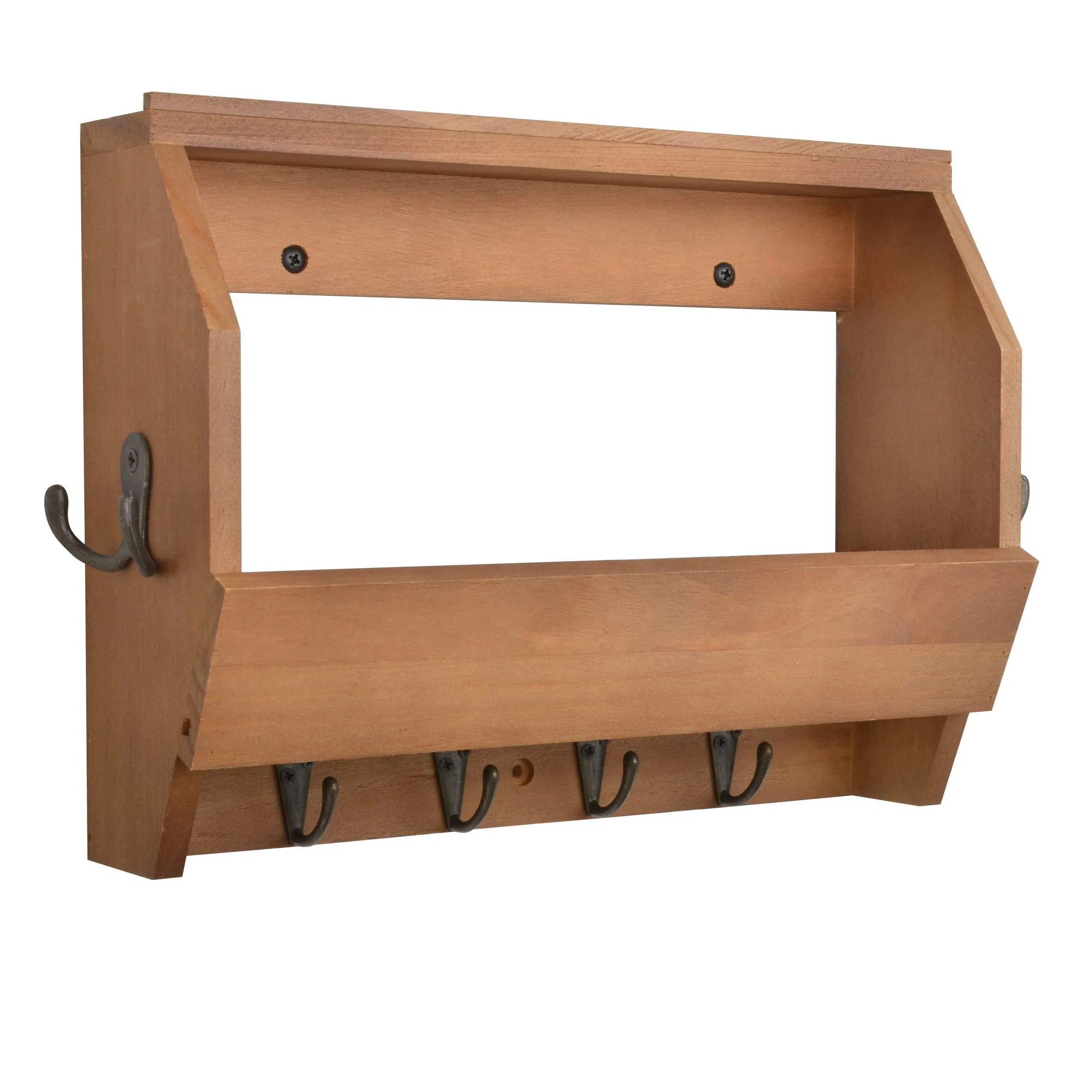 Wall Mounted Wooden Hanging Coat Hooks Walnut Storage Rack Floating Shelf for Livingroom Kitchen