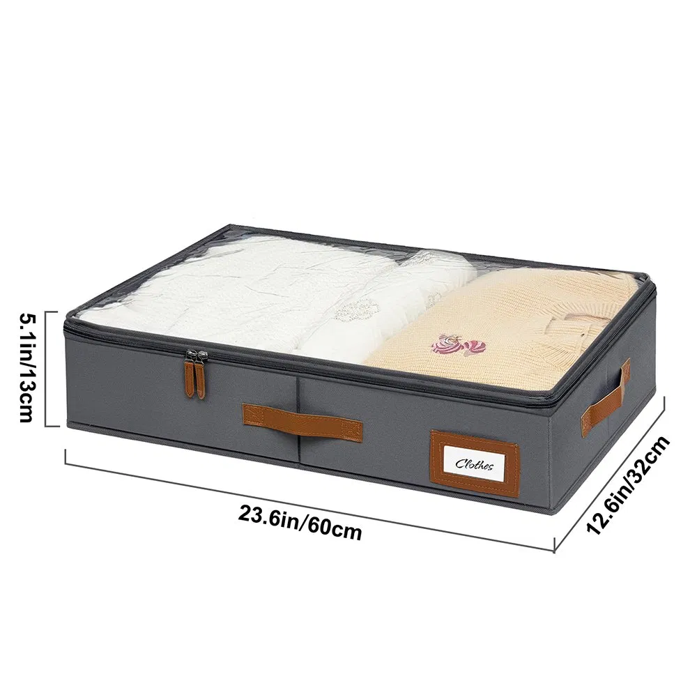 Canvas Under Bed Storage Containers with Label Holder for Clothes Organization