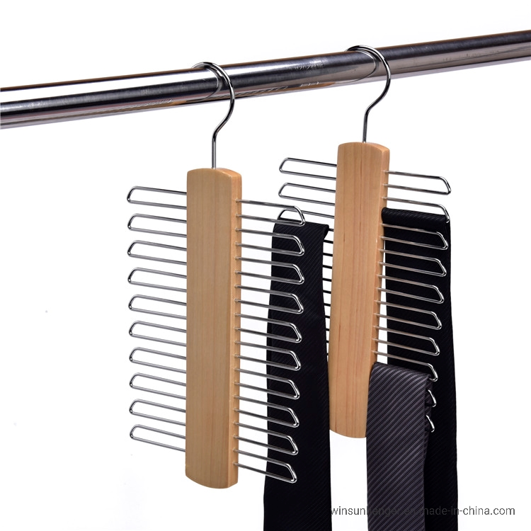 Natural Wood Multifunctional Accessories Hangers for Ties and Belts