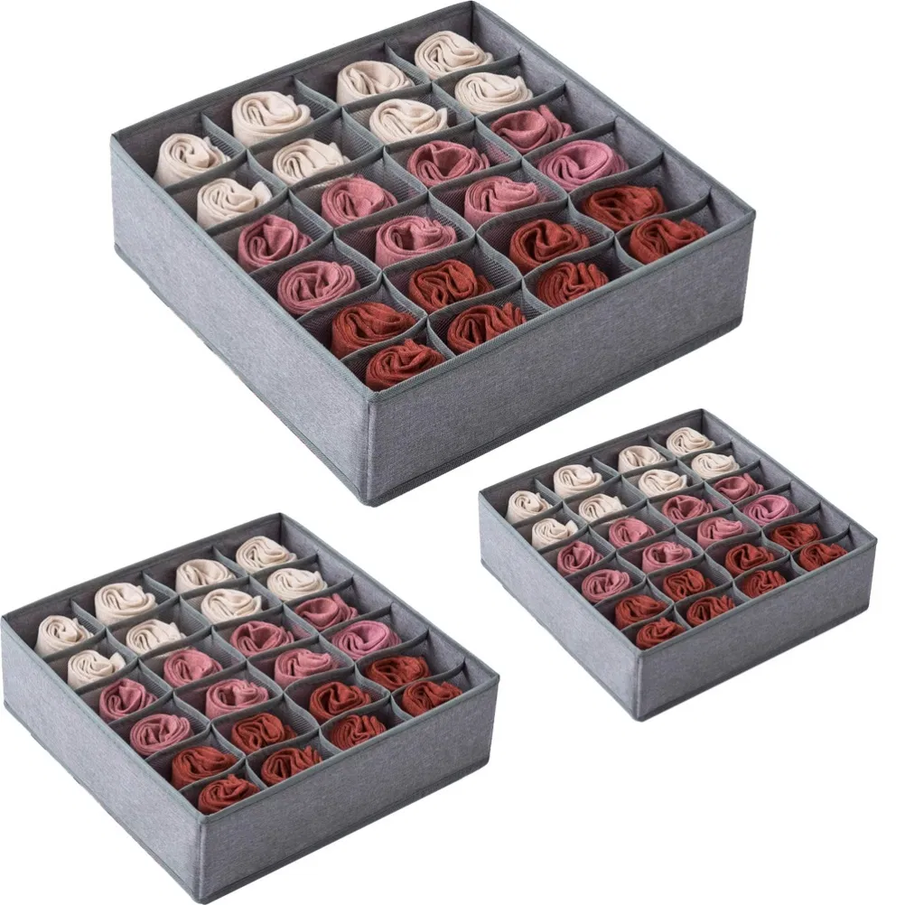 Multipurpose Simple Underwear Drawer Organizer Divider with 24 Grids for Apartment