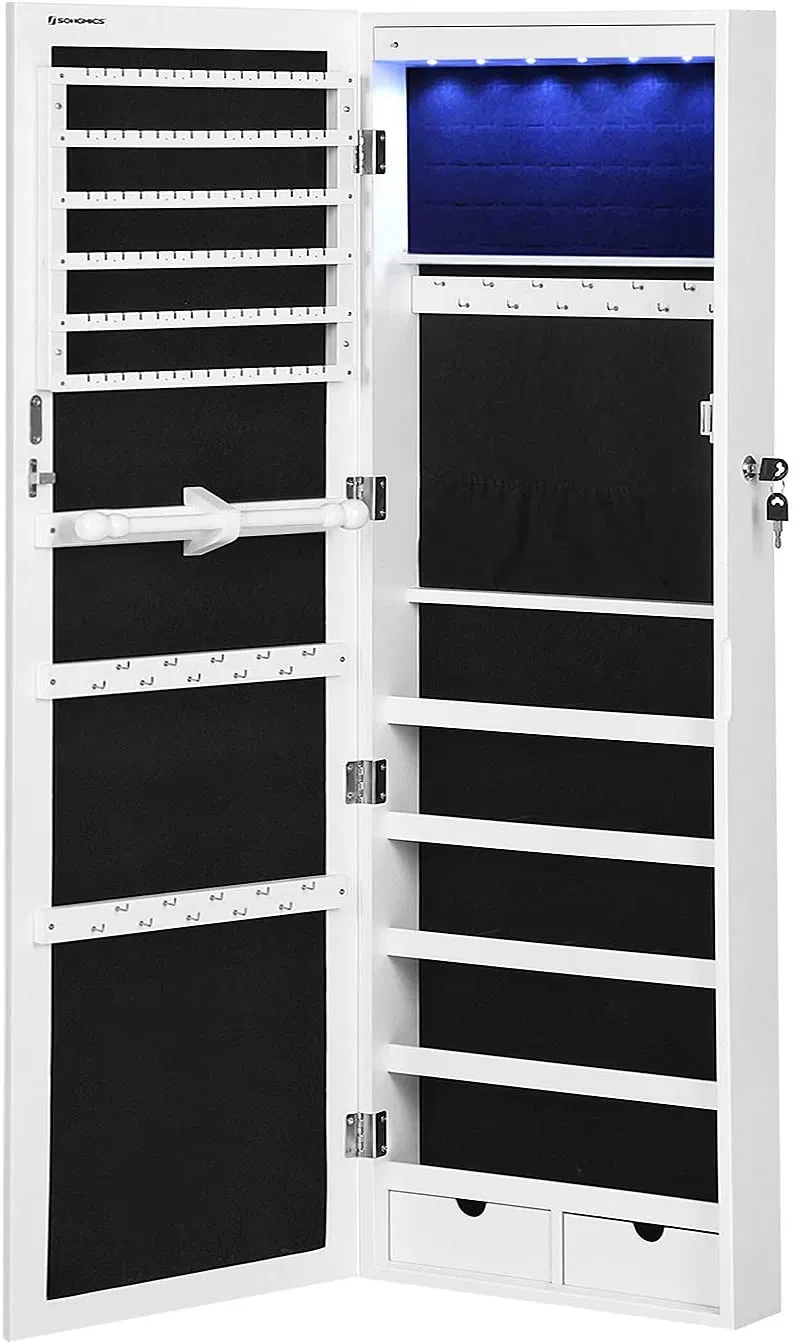 Large Storage Capacity Jewelry Cabinet Wall/Door Mounted Jewelry Armoire Organizer