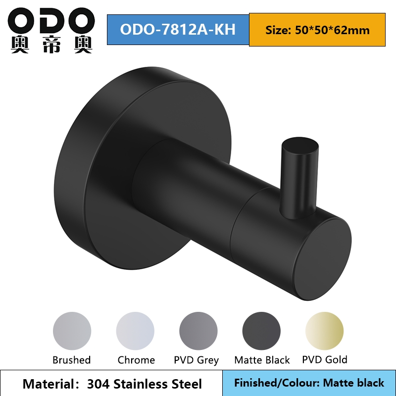 Bathroom Towel Hook Matte Black Coat Robe Clothes Bath Stainless Steel Wall Mounted Hook for Kitchen Bedroom