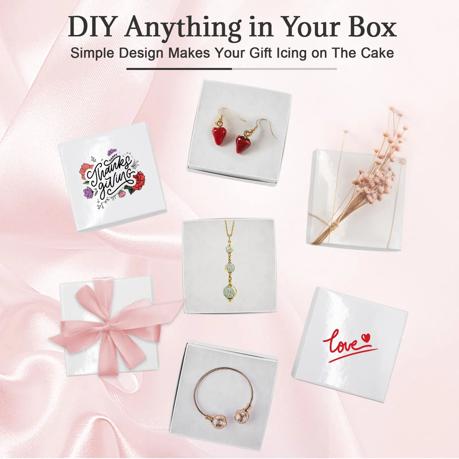 White Cardboard Jewelry Gift Boxes Ideal for Necklaces, Rings, Bracelets &amp; Earrings