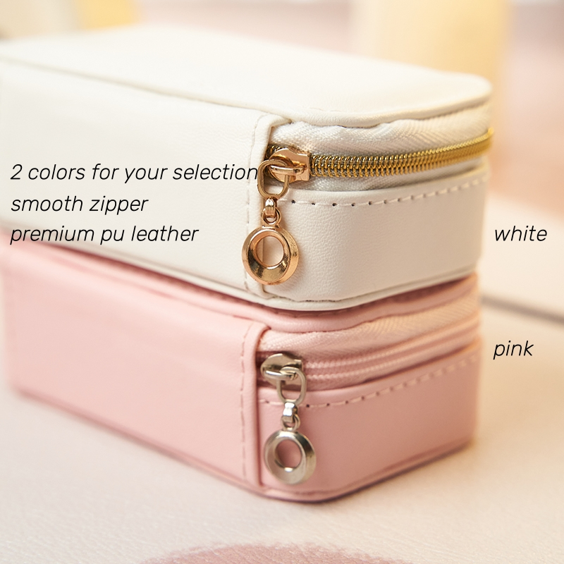 in Stock Customizable Mini Portable Travel Small Zipper Jewelry Gift Box Organizer Storage