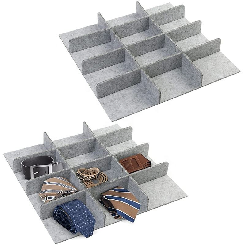 Felt Drawer Organizer Grey Grid Adjustable Drawer Separator Dividers
