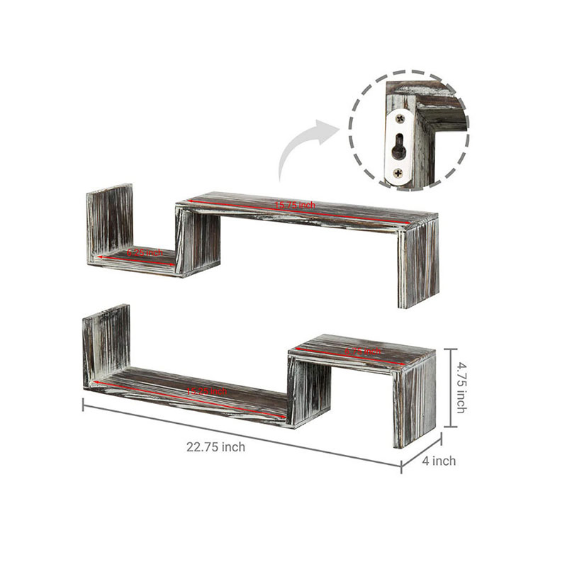 Wooden Craft Irregular Shape Wall Decoration Floating Frame Shelf