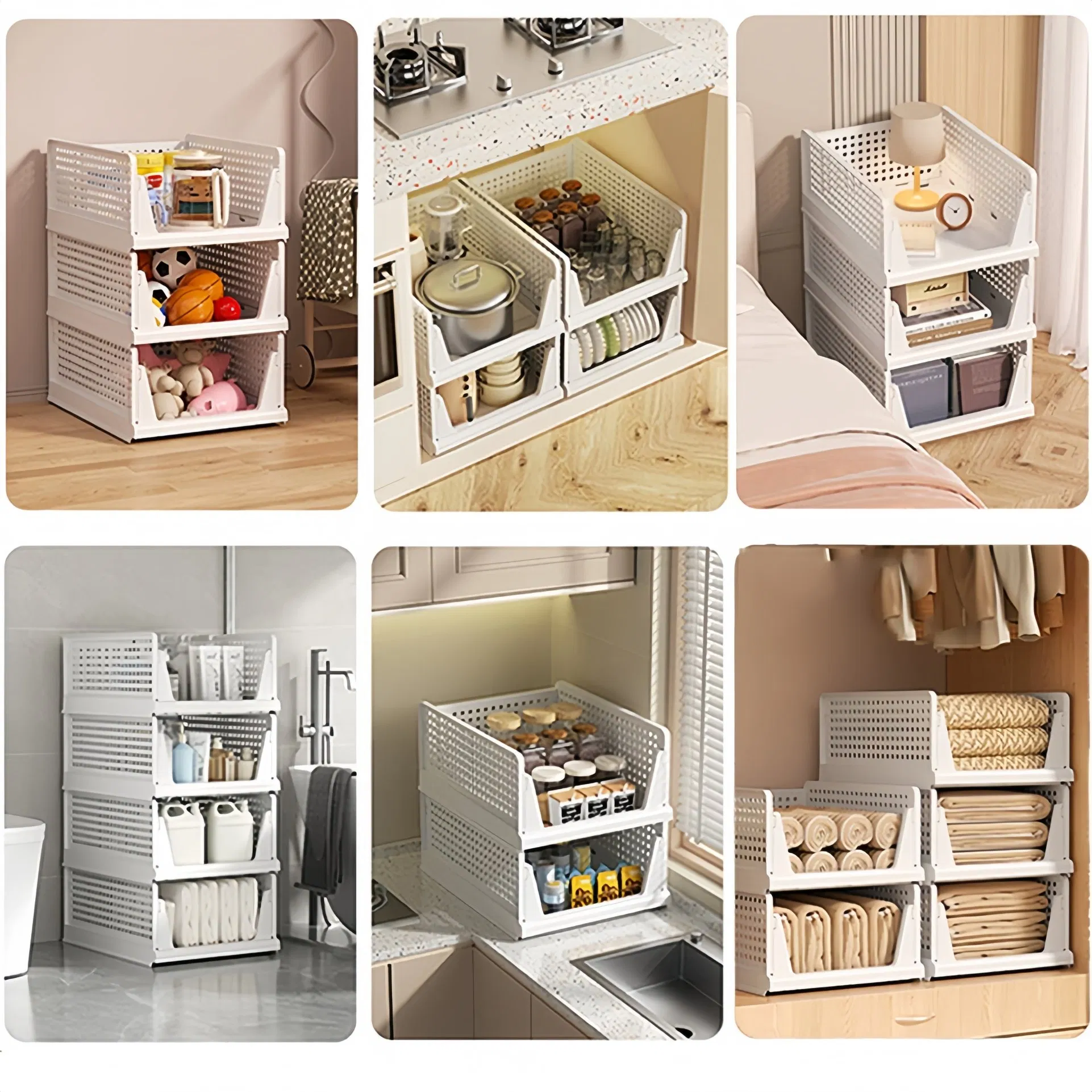 Bedroom Foldable Stackable Basket Drawer Type Closet Organizer Plastic Wardrobe Organizer