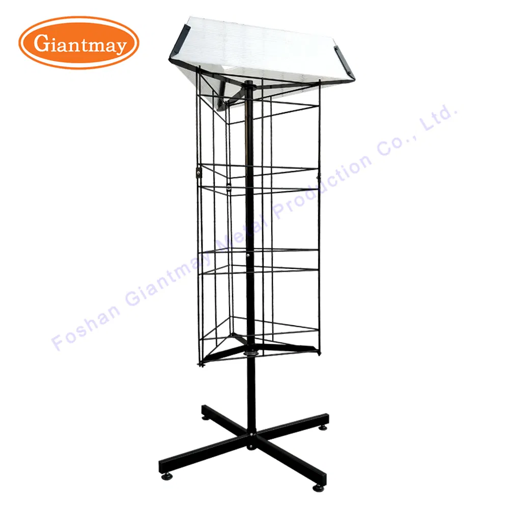 3 Sided Triangle Metal Wire Spinner Rotating Shoes and Hats Floor Display Rack