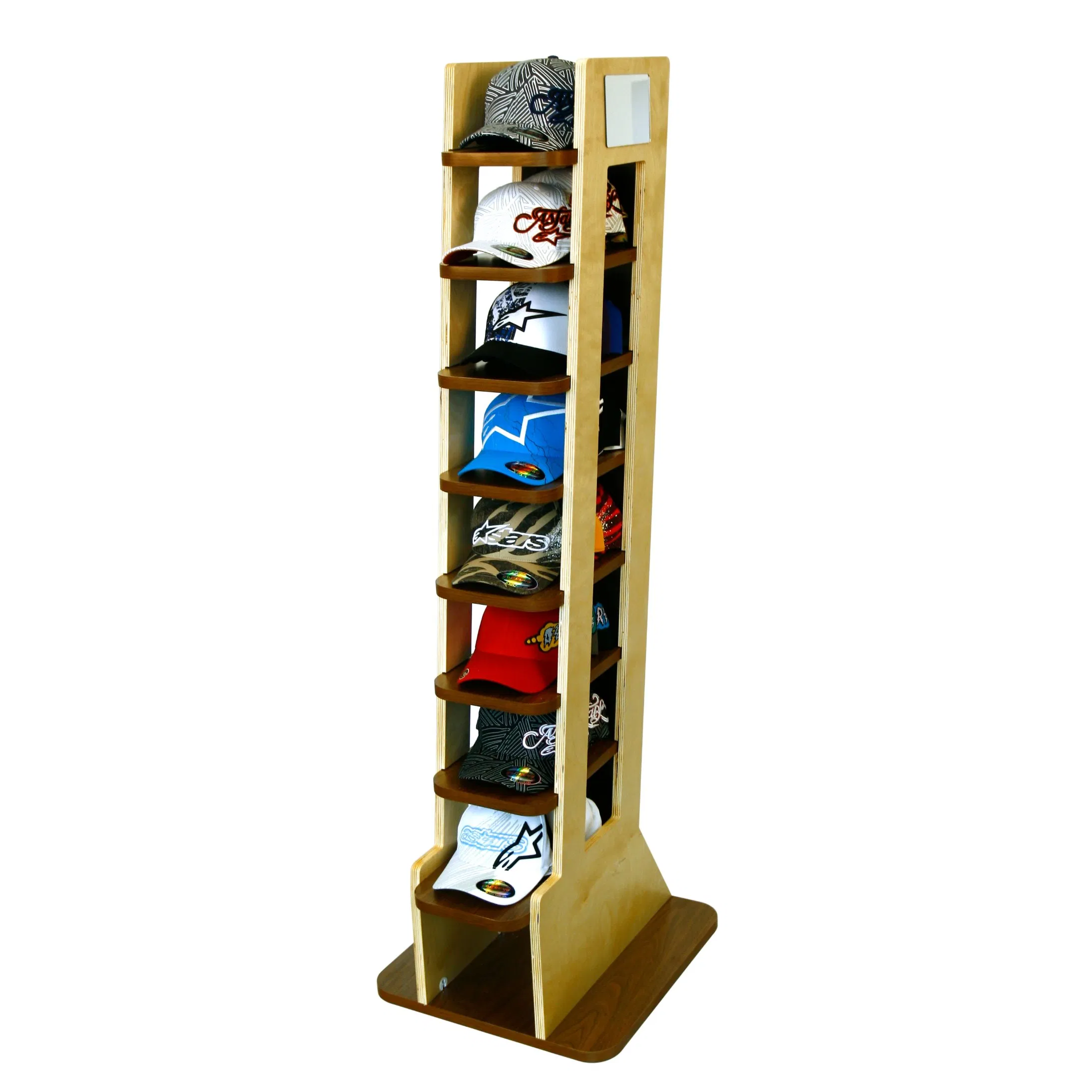 Stylish Wooden Floor Standing Display Rack for Baseball Hats