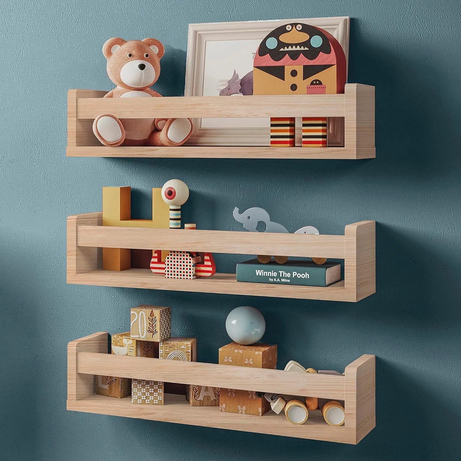 Stylish Floating Nursery Bookshelves Set for Kids' Rooms