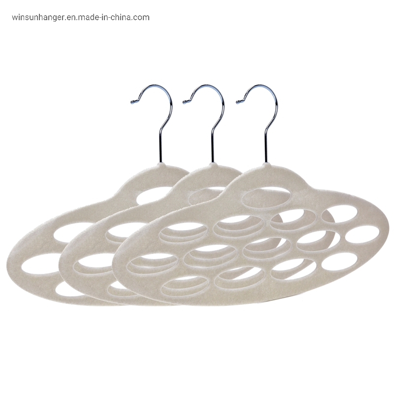 Hot Selling Velvet Suit Hangers for Tie Scarf and Belt Space Saving Storage Hanger with Holes