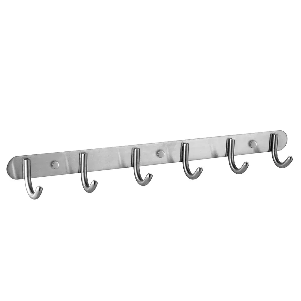 SUS304 Coat Towel Hook Rail Wall Mounted with 6 Hooks
