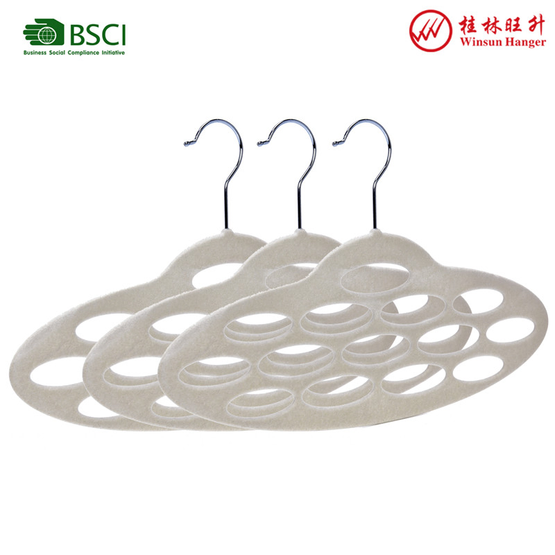 Hot Selling Velvet Suit Hangers for Tie Scarf and Belt Space Saving Storage Hanger with Holes