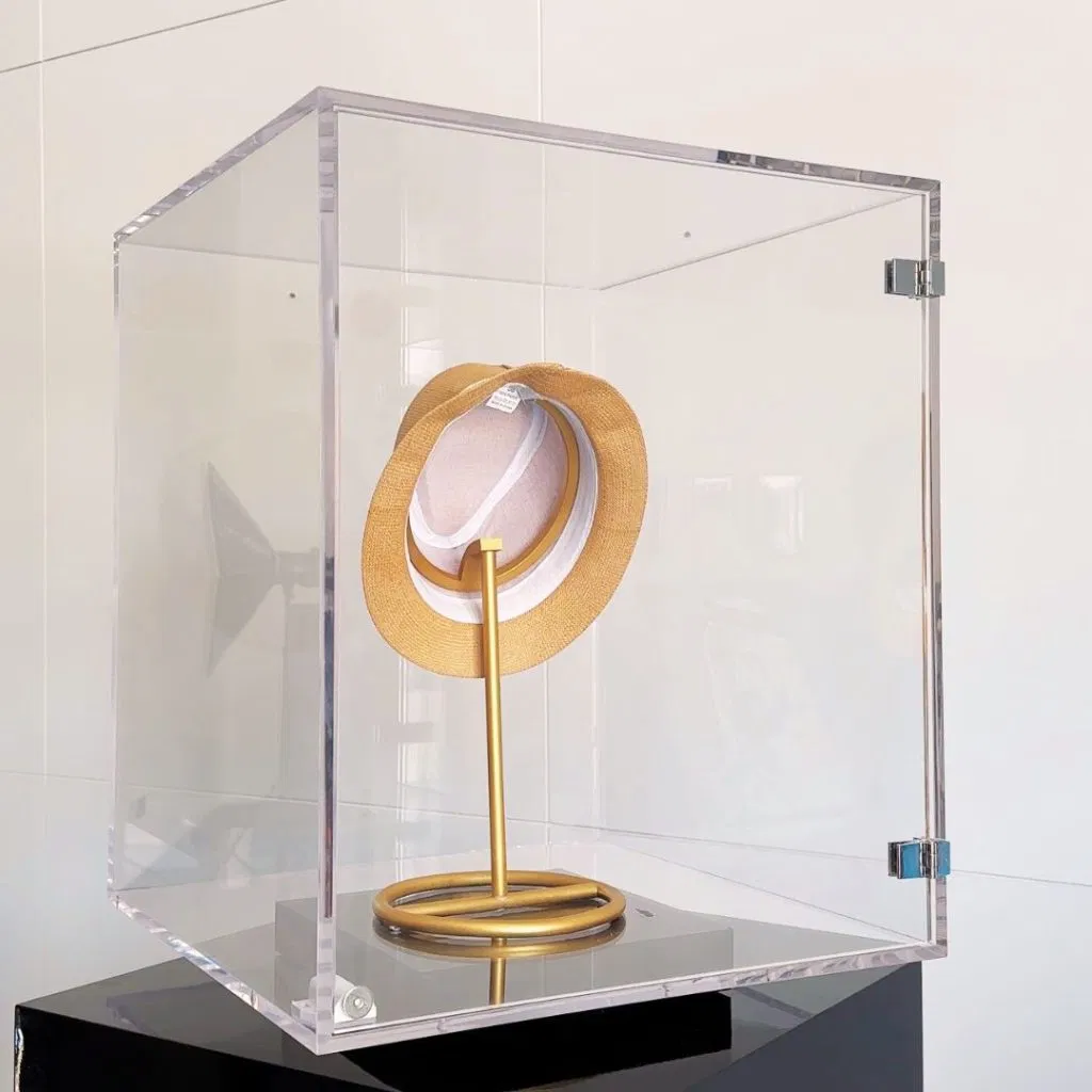 Customize Big Rotating Acrylic Hat Floor Display Racks for Store