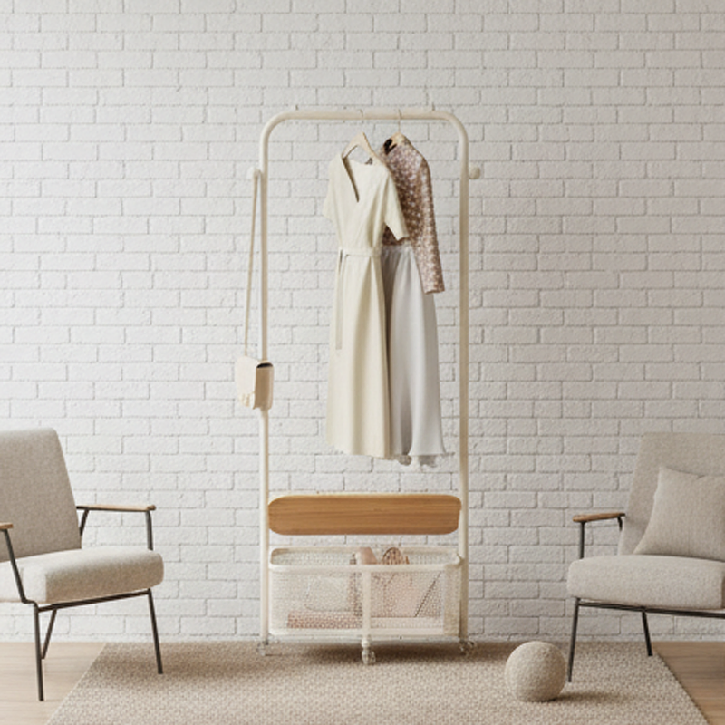 Stylish Floor Standing Wardrobe Rack with Adjustable Hat Holder