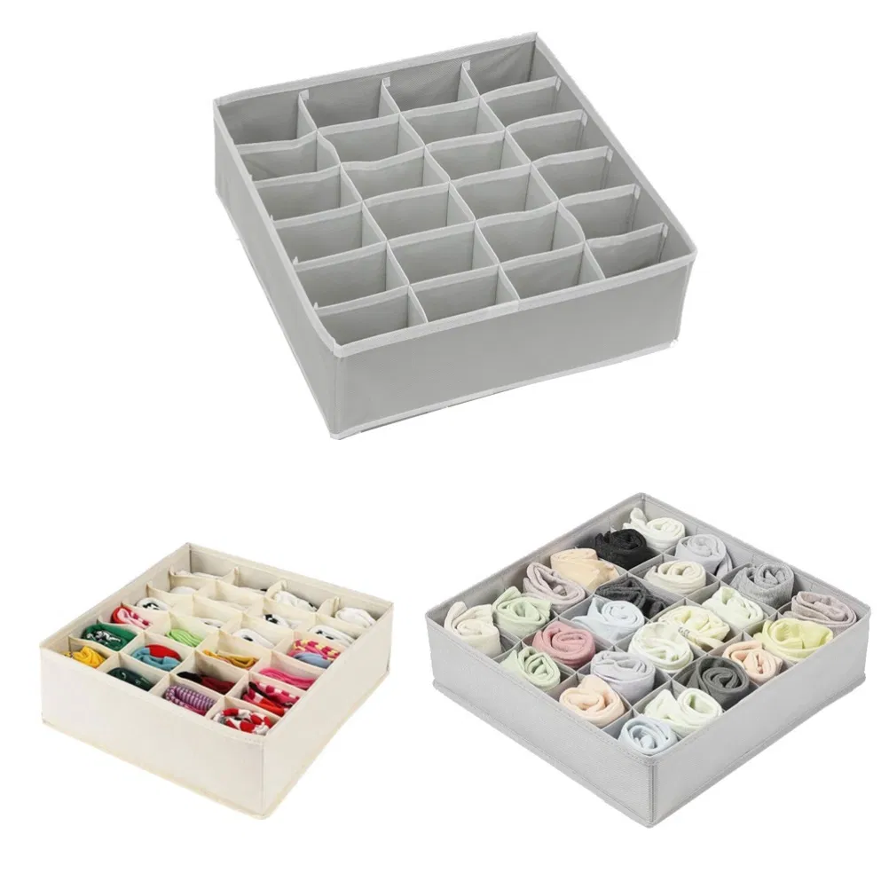 Multipurpose Simple Underwear Drawer Organizer Divider with 24 Grids for Apartment