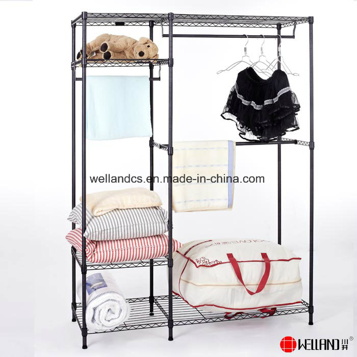 Large Zip up Closet Shoe Organizer with Detachable Cloth Cover Cheap Canvas Metal Wardrobe Garment Rack