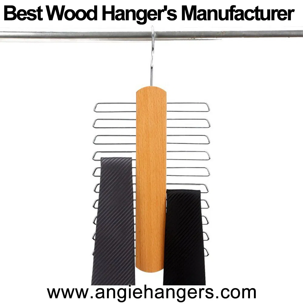 Good Quality Wooden Tie/Belt/Scarf Hangers with 20 Metal Chrome Hooks Made of Solid Wood in Natural/Dark Brown/Vintage Finish