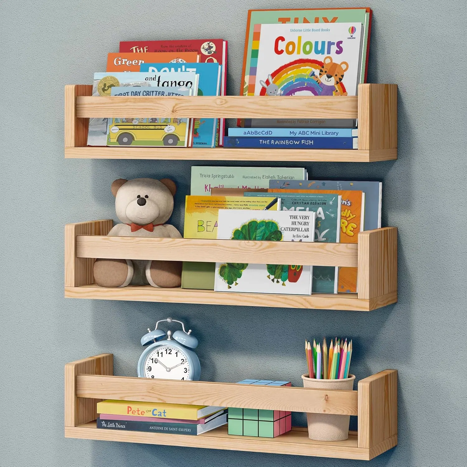 Stylish Floating Nursery Bookshelves Set for Kids' Rooms