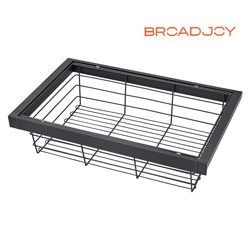 Wardrobe Storage Basket Damped Closet Slide out Basket Soft Close Metal Leather Storage Rack Furniture Cabinet Clothes Organizer
