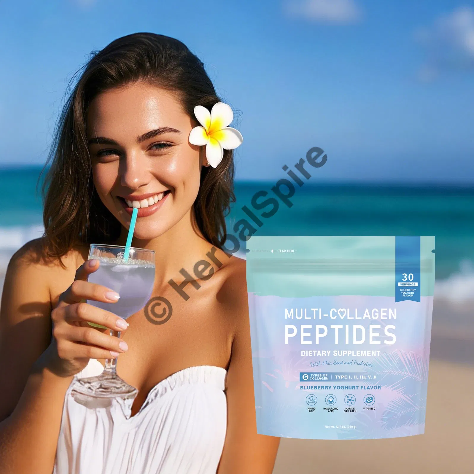 Five Source Collagen Peptides with Hyaluronic Acid for Beauty Renewal and Skin Support