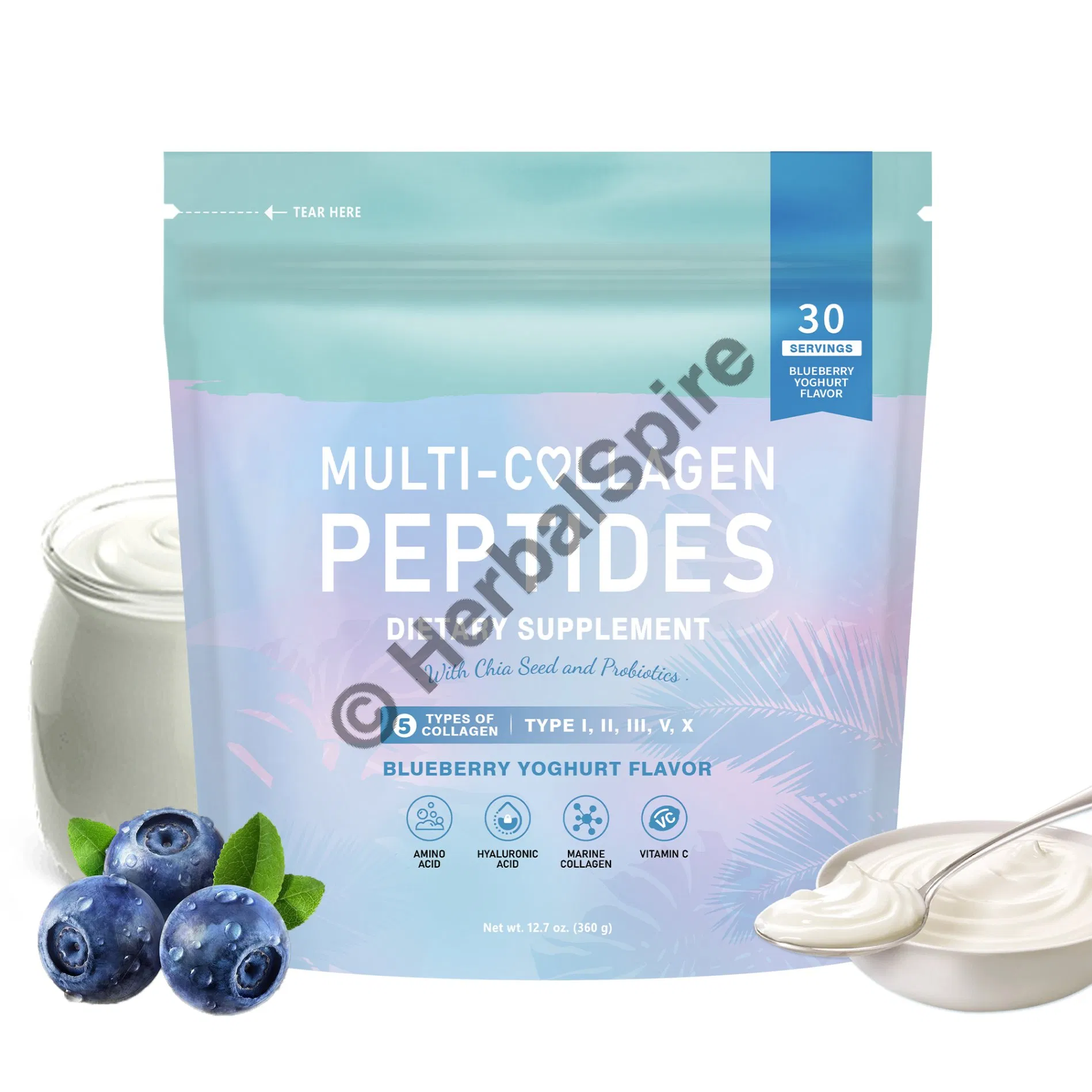 Multi Collagen Peptide Powder for Skin Plumping Hydration and Elasticity Support