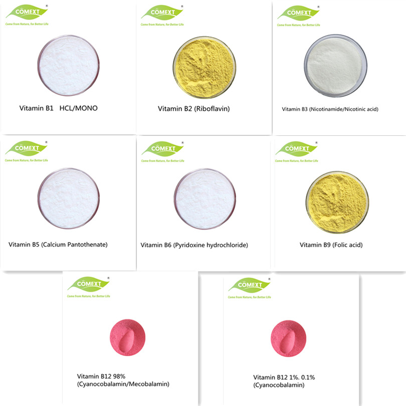 Comext Factory Sale Bulk B1 B2 B3 B5 B6 B9 B12 Food Grade Health Product Vitamin Powder
