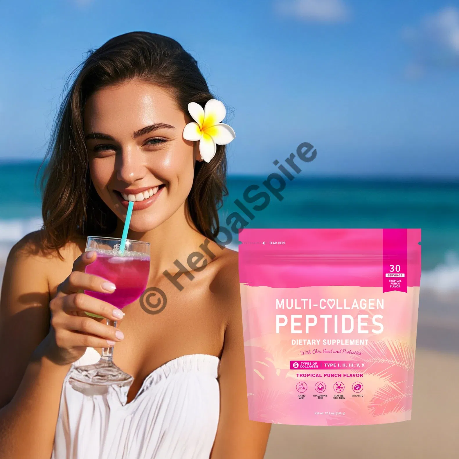 Multi Collagen Complex with Hyaluronic Acid and Vitamin C for Beauty Support