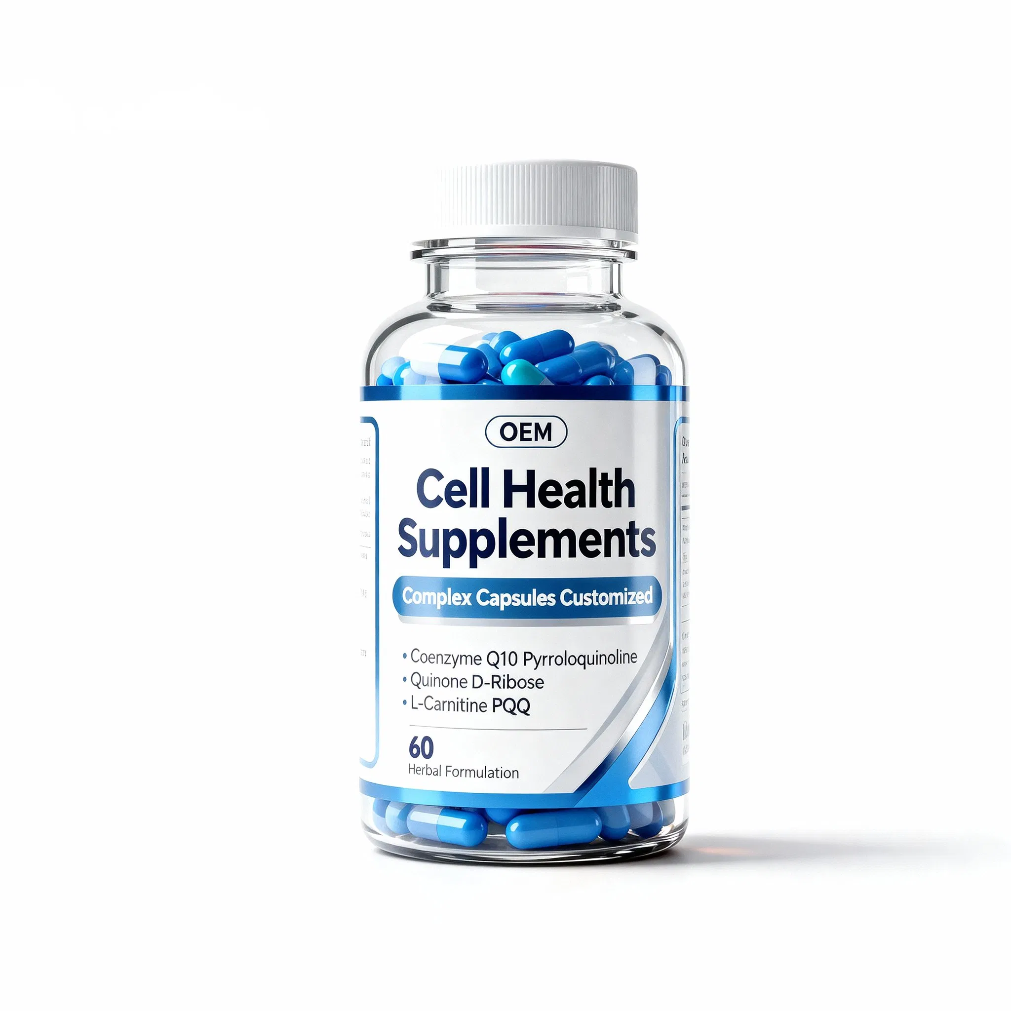 Cellular Energy Support Supplement with Coq10, PQQ, D-Ribose &amp; L-Carnitine Capsules Mitochondrial Health Formula OEM