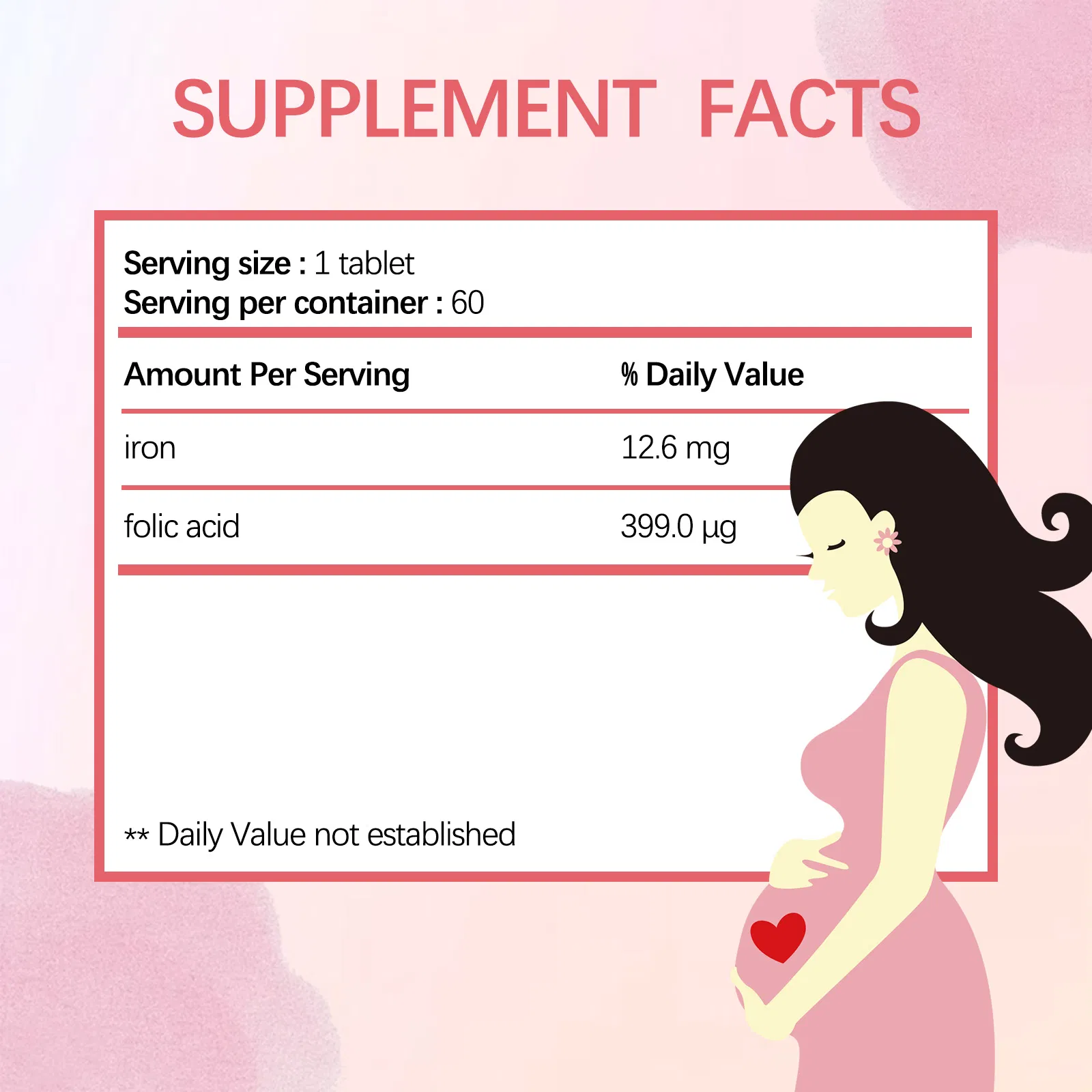 Premium Iron &amp; Folic Acid Tablets for Pregnancy - Morning Sickness Friendly