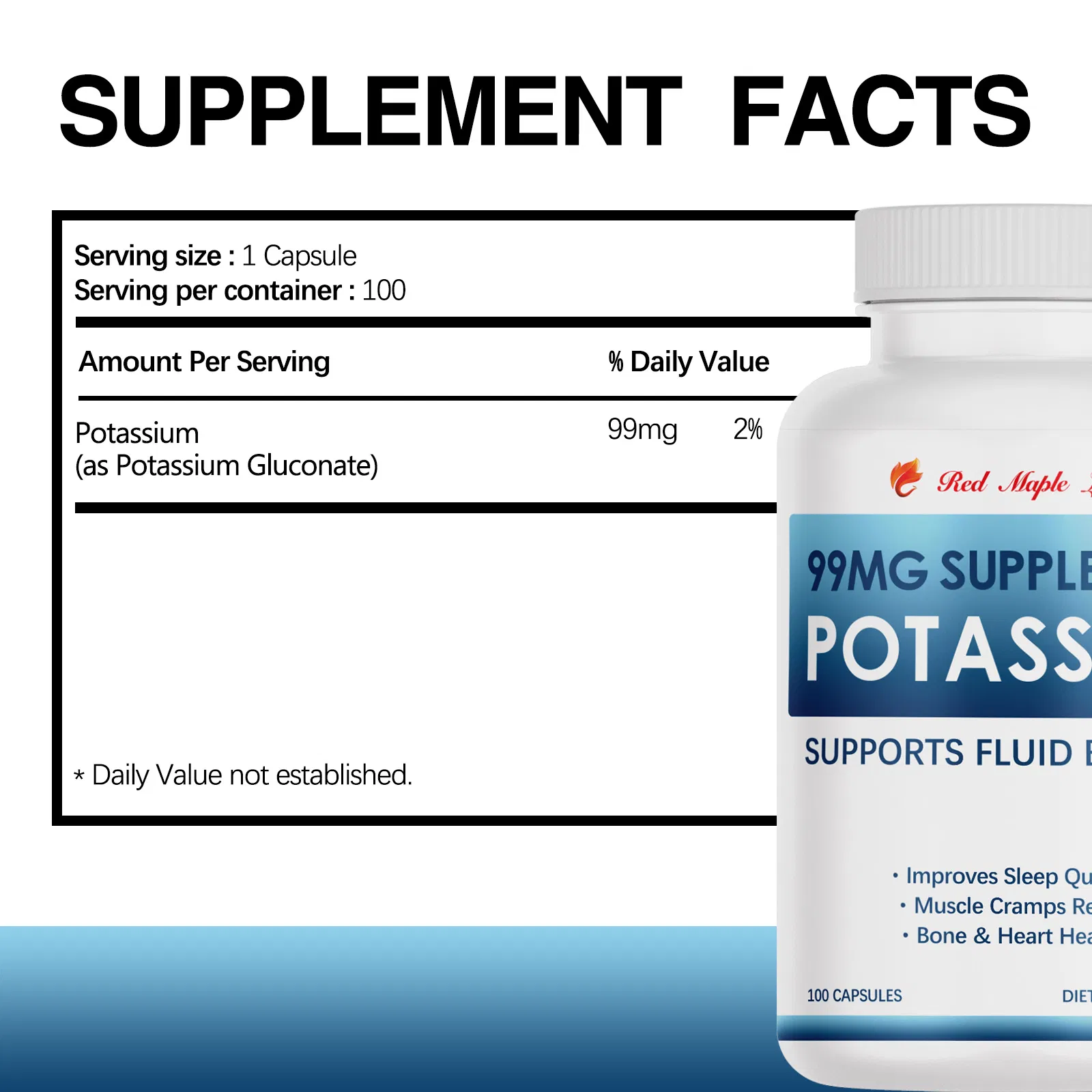 Premium Potassium Gluconate Capsules Electrolyte Balance, Heart Health &amp; Muscle Cramp Relief