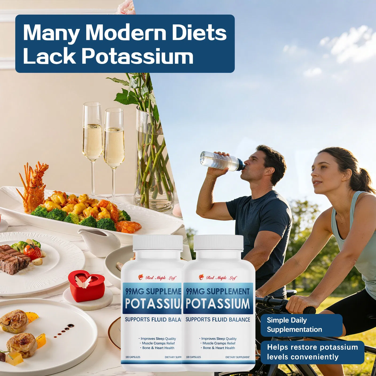 Premium Potassium Gluconate Capsules Electrolyte Balance, Heart Health &amp; Muscle Cramp Relief