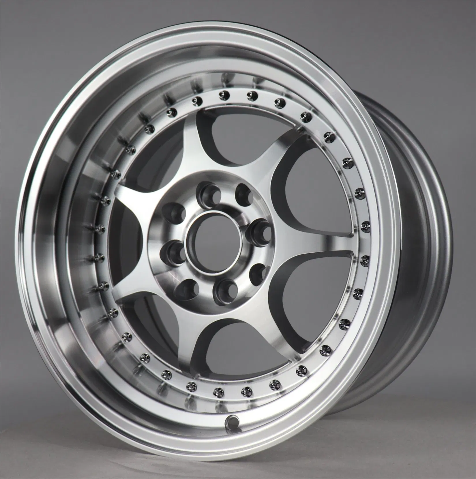New Design 15 Inch Silver Spare Part Auto Accessories Deep Dish Racing Forged Rims for Luxury Cars PCD 4/5/8/10X100-114.3