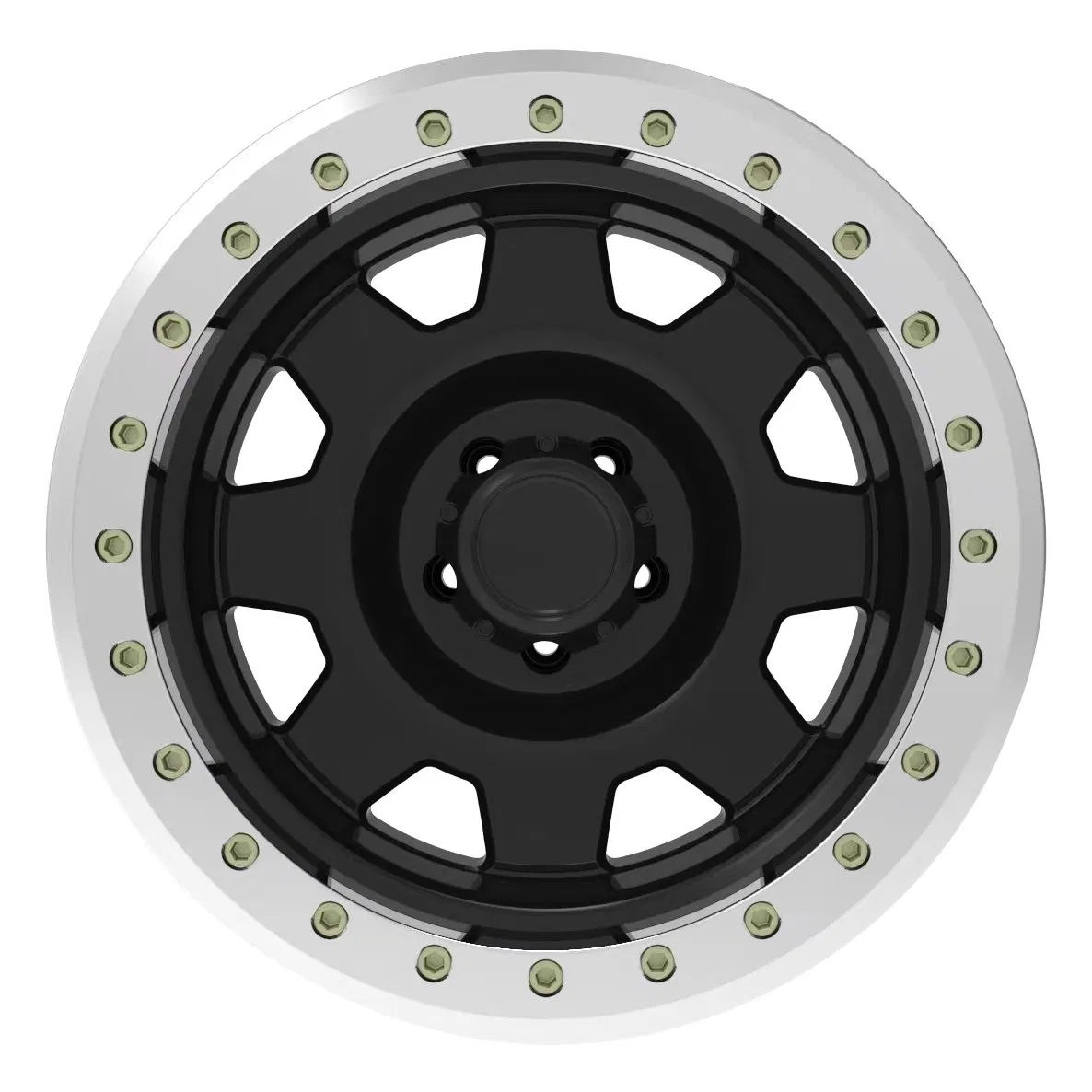 Matt Black High Performance Alloy Wheel with Silver True Beadlock