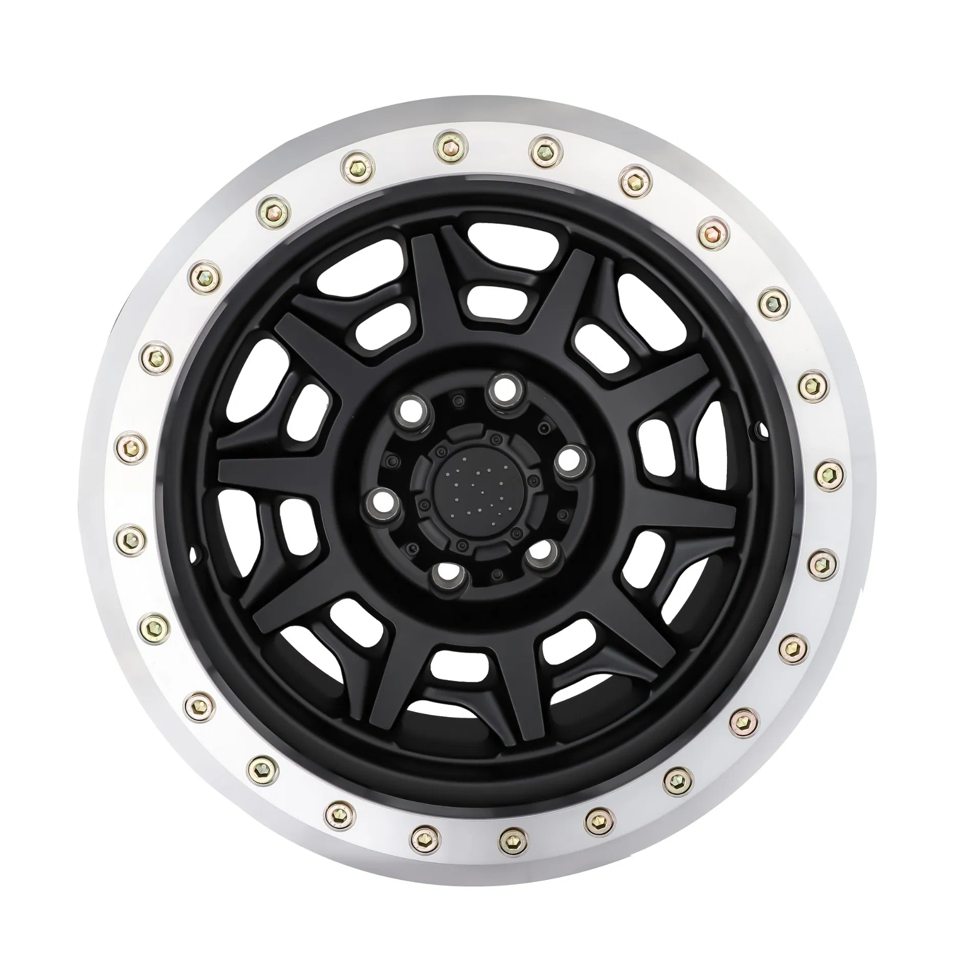 Matt Black High Performance Alloy Wheel with Silver True Beadlock