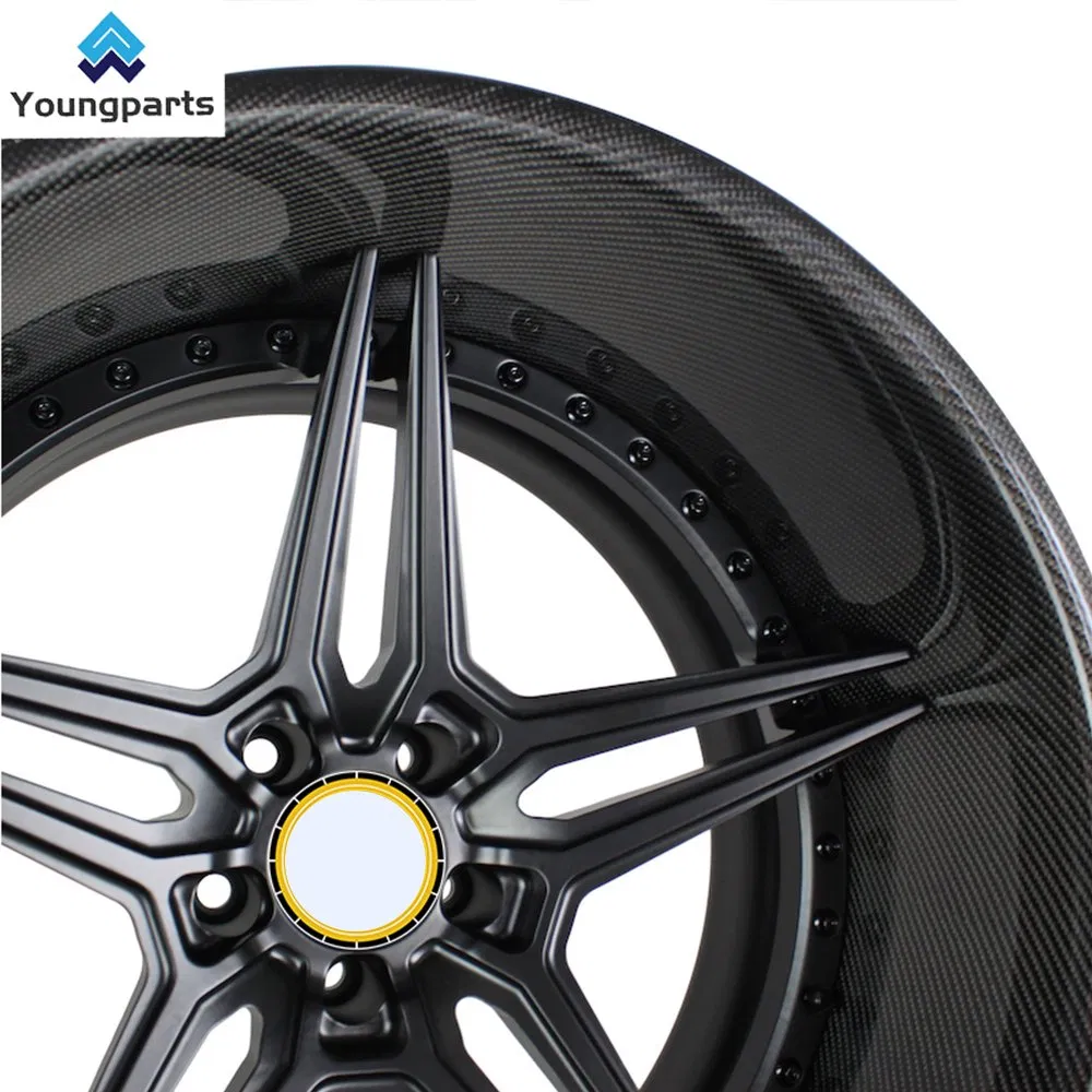 Youngparts 3 Piece Forged Carbon Fiber Wheels 5X120/5X114.3/5X112 Custom Rim Full Et 50mm Aluminium Alloy New for Passenger Cars