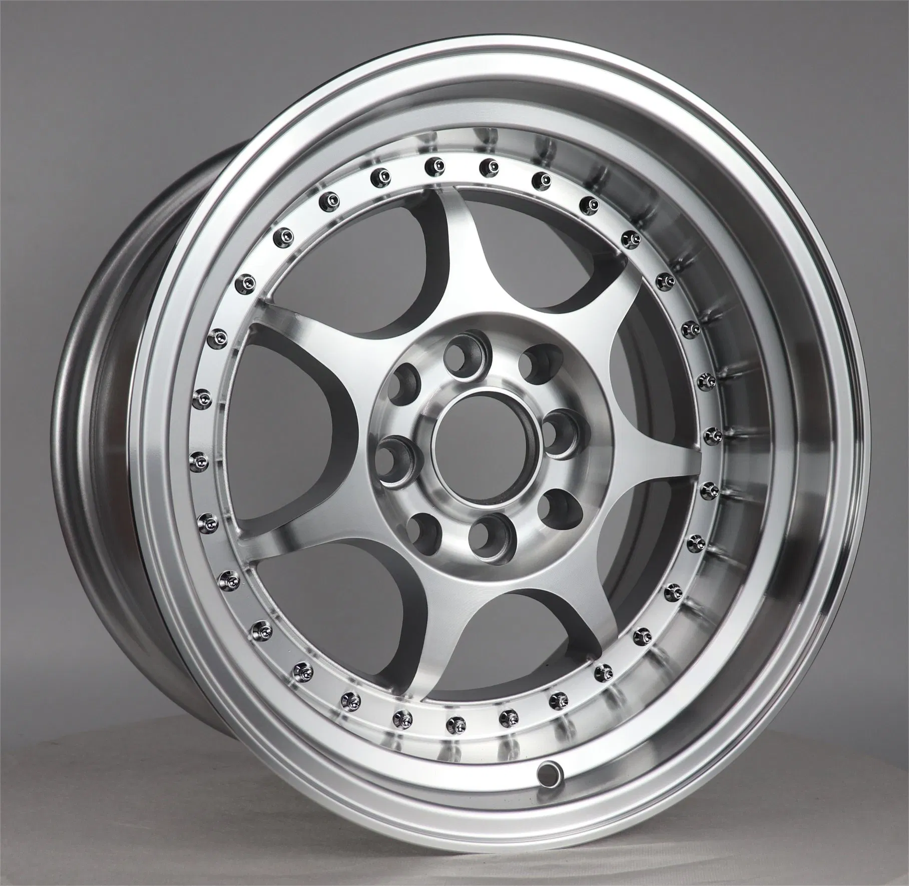 New Design 15 Inch Silver Spare Part Auto Accessories Deep Dish Racing Forged Rims for Luxury Cars PCD 4/5/8/10X100-114.3