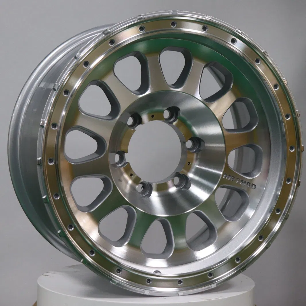 Polished Silver Beadlock Style Alloy Wheels, 17-20 Inch off-Road Rims, Heavy Duty Aftermarket Wheels