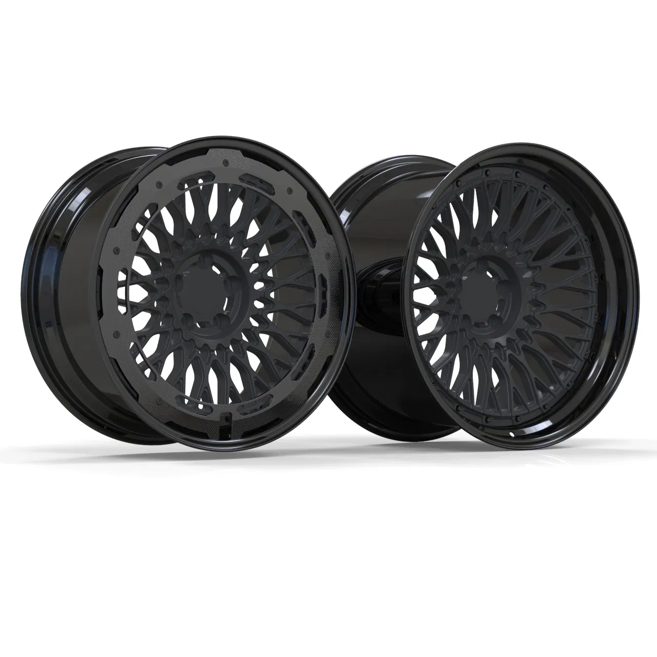 Lx Two-Piece Brilliant Black Rim Matte Black Central Disc with Carbon-Fiber Cover 5X120 18-24" Inch for Corvette C8 Customized Forged Alloy Wheel Rim