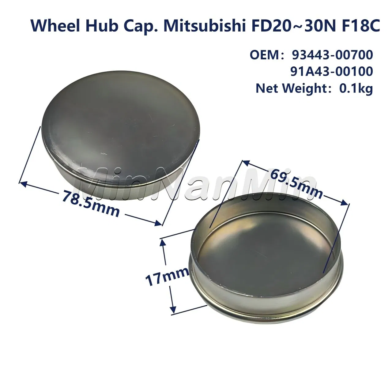 Steel Forged Forklift Steering Auto Spare Part Alloy Wheel Rear Axle Hub Cap Cover for Mitsubishi Fd20~30NF18c 93443-00700/91A43-00100