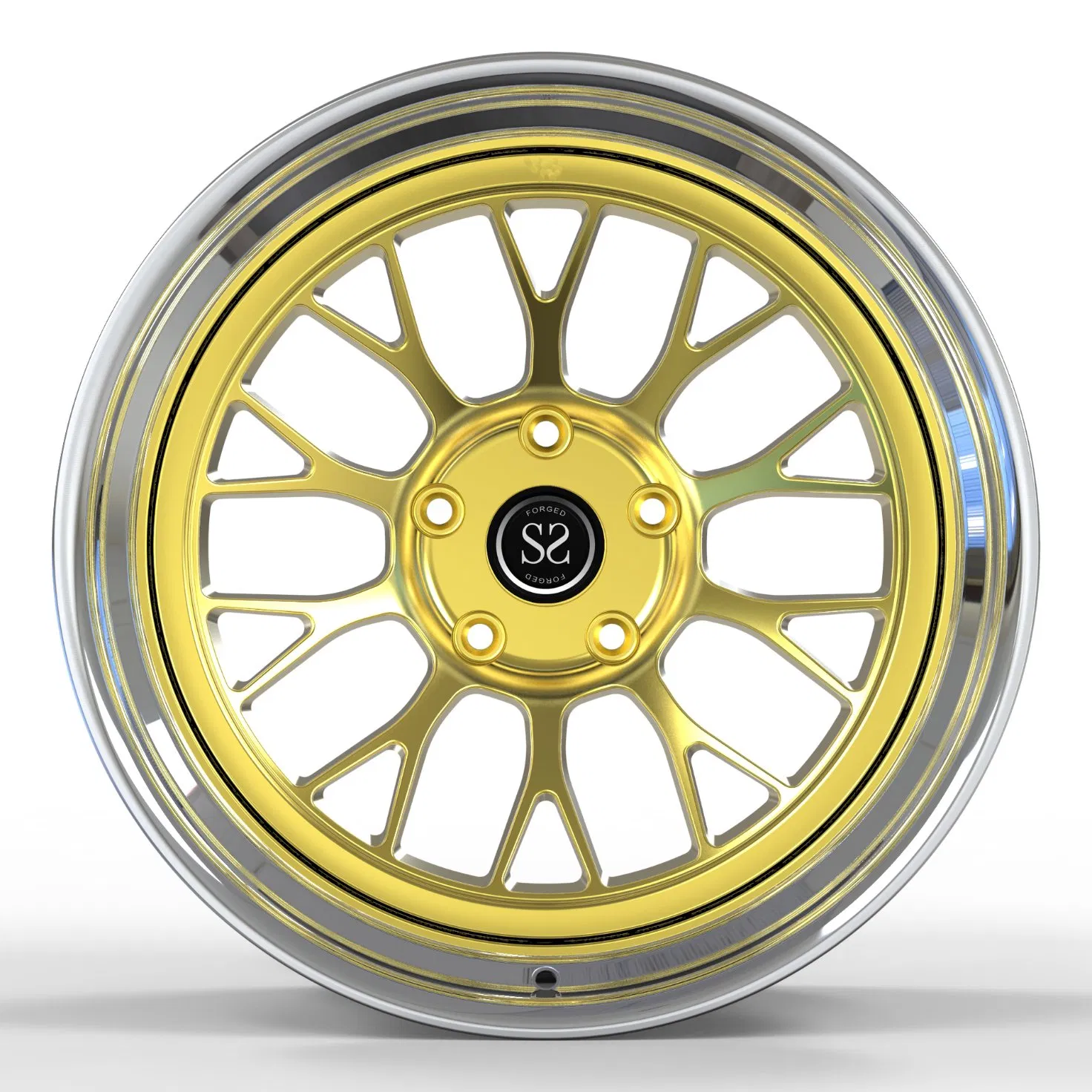 Deep Dish Gold Polished Wheels Negative Offset 19X12j 2 PC Forged Porsche Gt4 Rims