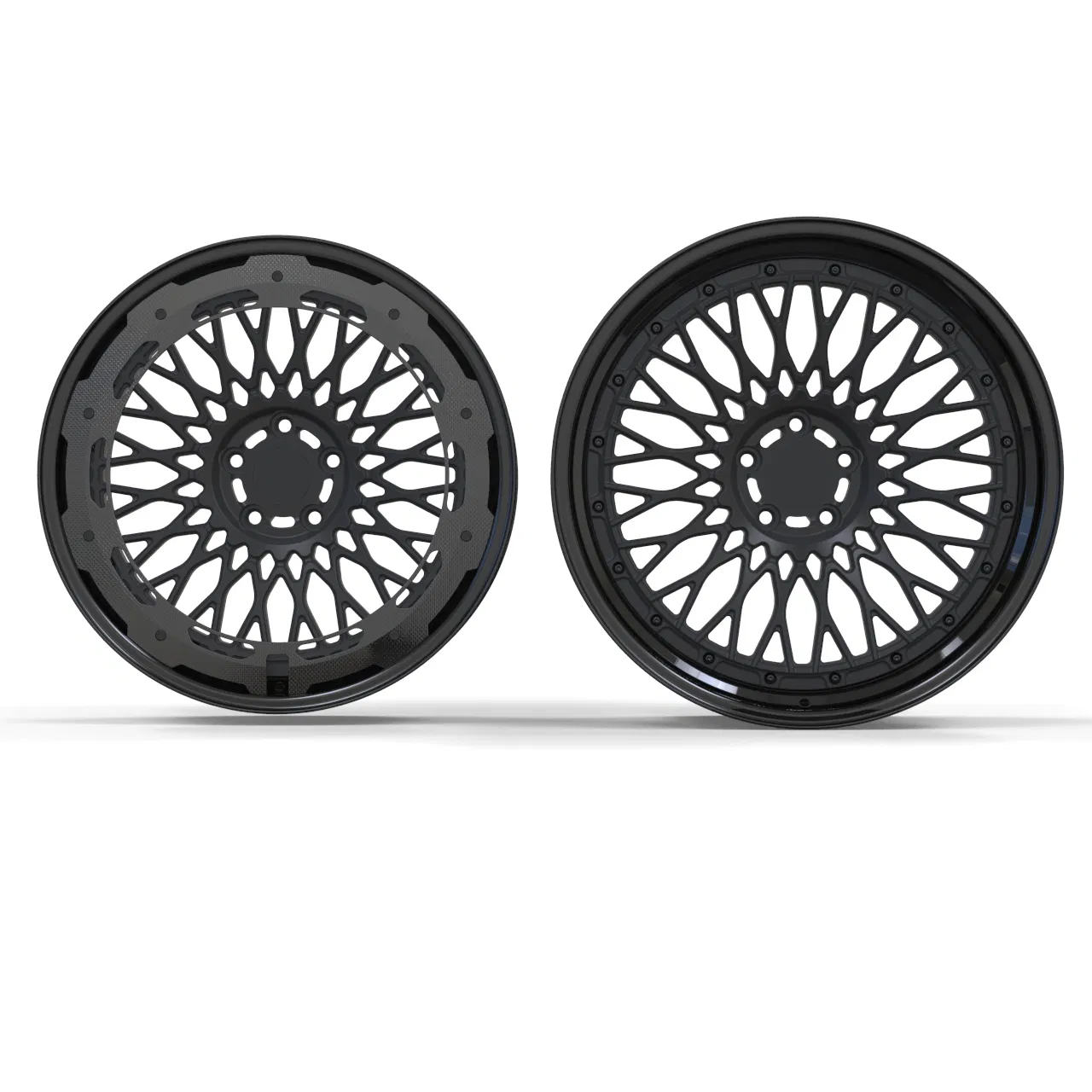 Lx Two-Piece Brilliant Black Rim Matte Black Central Disc with Carbon-Fiber Cover 5X120 18-24" Inch for Corvette C8 Customized Forged Alloy Wheel Rim