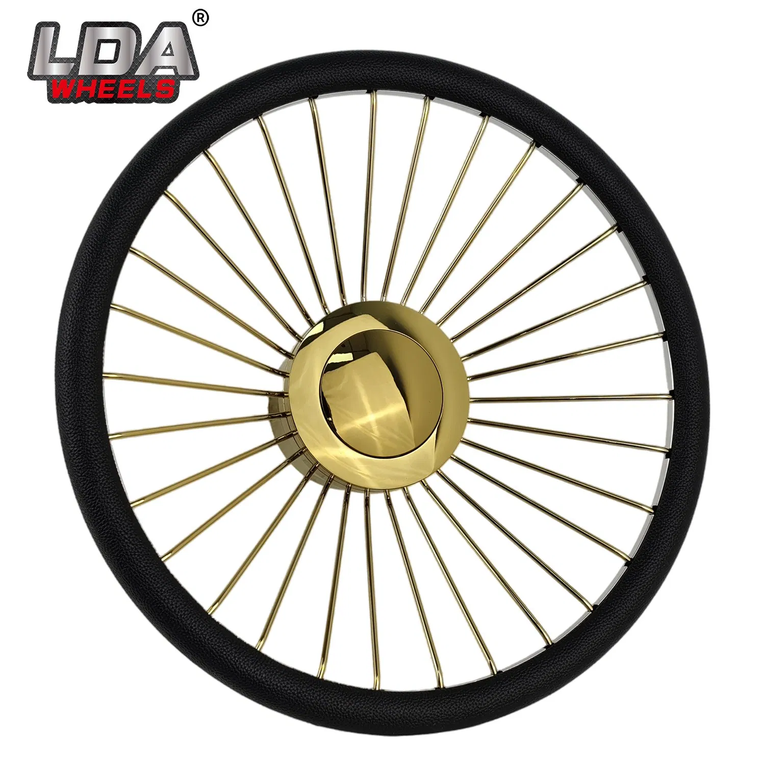 Car Decoration Classic Customizable Car Accessories Auto Parts 15" Alloy Gold Spoke Steering Wheel